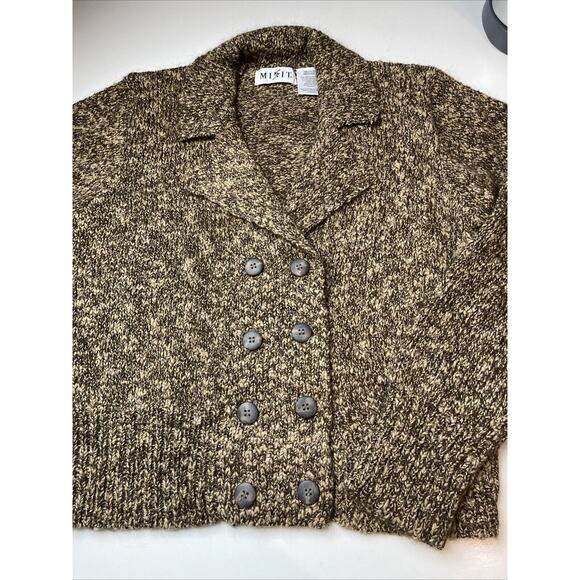 MixIt Double Breasted- Collar-Brown Sweater-15% Mohair-Med - Picture 3 of 9